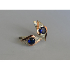 Серебряные серьги Sil с золотыми вставками 145s-3 Танзанит (Sil-1015)