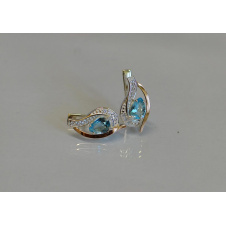 Серебряные серьги Sil с элементами золота 078s-10 Голубой (Sil-926)