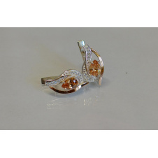 Серебряные серьги Sil с элементами золота 078s-9 Шампань (Sil-925)