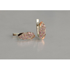 Серебряные серьги Sil с золотыми пластинами 116s-8 Розовый (Sil-1258)
