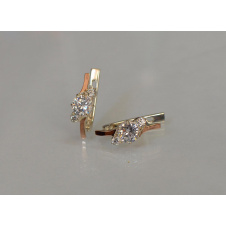 Серебряные серьги Sil с золотыми вставками 134s-11 Прозрачный (Sil-1198)
