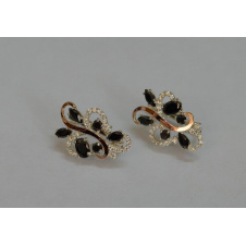 Серебряные серьги Sil с золотыми вставками 151s-3 Черный (Sil-1077)