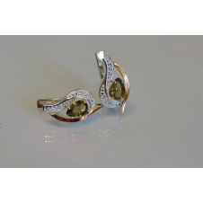 Серебряные серьги Sil с элементами золота 078s-4 Рах-топаз (Sil-920)