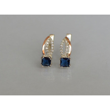 Серебряные серьги Sil с золотыми вставками 136s-7 Танзанит (Sil-1241)