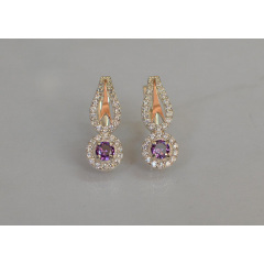 Серебряные серьги Sil с золотыми пластинами 135s-11 Фиолет (Sil-1182) Долина