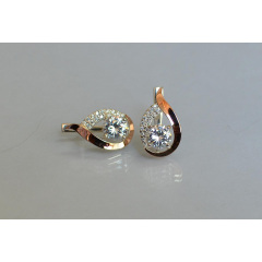 Серебряные серьги Sil с золотыми накладками 144s-15 Прозрачный (Sil-1170) Весёлое
