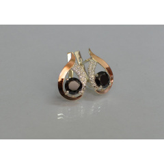 Серебряные серьги Sil с золотыми накладками 144s-3 Черный (Sil-1158) Тернопіль