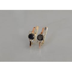 Серебряные серьги Sil с золотыми вставками 134s-2 Черный (Sil-1189) Енергодар