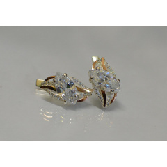 Серебряные серьги Sil с золотыми пластинами 114s-3 Белый (Sil-835) Киев