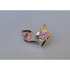 Серебряные серьги Sil с золотыми вставками 145s-5 Розовый (Sil-1017) Вознесенск