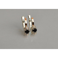 Серебряные серьги Sil с золотом 137s-5 Черный (Sil-1223) Дніпро