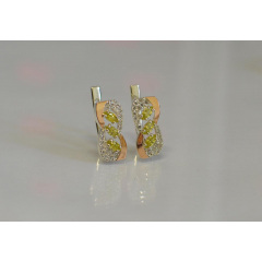 Серебряные серьги Sil с золотыми пластинами 120s-8 Желтый (Sil-806) Днепрорудное