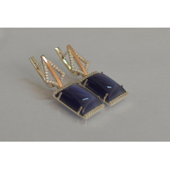 Серебряные серьги Sil с кабашонами 146s-7 Синий (Sil-1152) Петрове