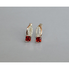 Серебряные серьги Sil с золотыми вставками 136s-3 Красный (Sil-1237) Жмеринка