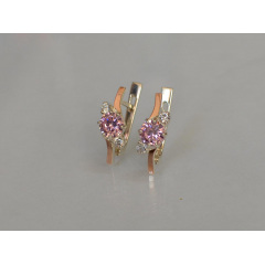 Серебряные серьги Sil с золотыми вставками 134s-9 Розовый (Sil-1196) Киев