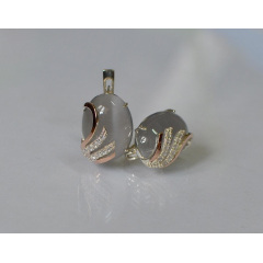 Серьги из серебра Sil с золотом 149s-8 Серый (Sil-1107) Энергодар