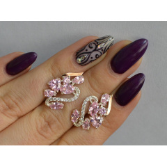 Серебряные серьги Sil с золотыми пластинами 152s-10 Розовый (Sil-1069) Шепетовка