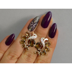 Серебряные серьги Sil с золотыми накладками 153s-15 Коричневый (Sil-1059) Кропивницкий