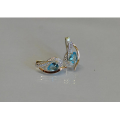 Серебряные серьги Sil с элементами золота 078s-10 Голубой (Sil-926) Хмельницкий