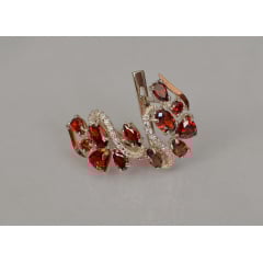 Серебряные серьги Sil с золотыми пластинами 152s-3 Красный (Sil-1062) Лубны