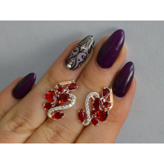 Серебряные серьги Sil с золотыми пластинами 152s-13 Гранат (Sil-1072) Бородянка