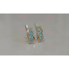 Серебряные серьги Sil с золотыми пластинами 120s-12 Голубой (Sil-810) Коломыя