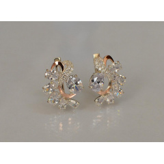Серебряные серьги Sil с золотыми накладками 153s-2 Прозрачный (Sil-1046) Лубны