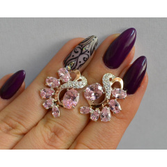 Серебряные серьги Sil с золотыми накладками 153s-10 Розовый (Sil-1054) Житомир