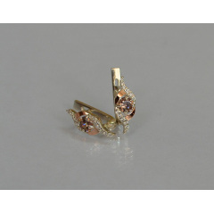 Серебряные серьги Sil с золотыми накладками 128s-2 Коричневый (Sil-1030) Сарни