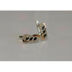 Серебряные серьги Sil с золотыми пластинами 120s-15 Черный (Sil-813) Лубни