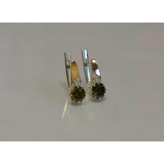 Серебряные серьги Sil с золотыми вставками 124s-8 Олива (Sil-781) Ромни