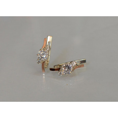 Серебряные серьги Sil с золотыми вставками 134s-11 Прозрачный (Sil-1198) Коломыя