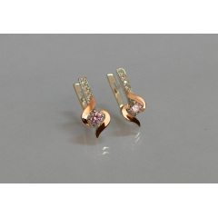 Серебряные серьги Sil с золотыми вставками 142s-10 Розовый (Sil-1137) Черкаси