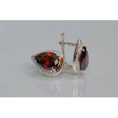 Серебряные серьги Sil с золотыми пластинами 038s2-3 Гранат (Sil-1207) Чернівці