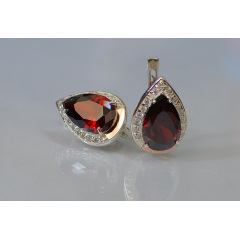 Серебряные серьги Sil с золотыми пластинами 038s2-3 Гранат (Sil-1207) Чернівці