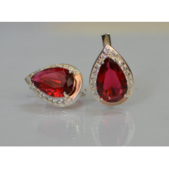 Серебряные серьги Sil с золотыми пластинами 038s2-6 Красный (Sil-1210) Черкассы