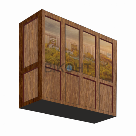 Французский балкон Rehau ламинация коричневый боковые и низ сэндвич тонировка бронза