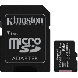 Карта пам'яті Kingston microSDHC 64GB Canvas Select + A1 (W100/R85) + адаптер SD (6519922)