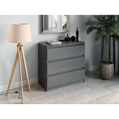 Комод малогабаритный Tobi Sho Caroll T-214 на 3 ящика для гостиной, спальни 800х760х400 мм Антрацит Купянск