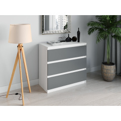 Комод малогабаритный Tobi Sho Caroll T-214 на 3 ящика для гостиной, спальни 800х760х400 мм Белый/Антрацит Геническ