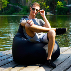 Кресло-мешок груша Оксфорд Waterproof 2XL 85х80х85 см iQmebel Черный сьемный чехол Покровск