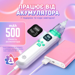 Аспиратор назальный (соплеотсос) для новорожденных и до 10 лет аккумулятор 3 режима 3 насадки (AN-01) Ворожба