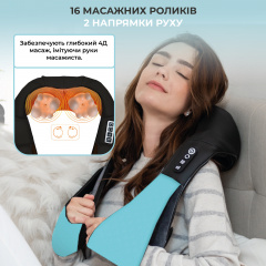 Массажер для всего тела (шеи, спины) с подогревом SBTR Shiatsu Синий Долина