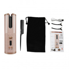 Беспроводная автоматическая плойка вращающаяся UKC Hair Curler с аккумулятором 5200мАч Розовый Ізмаїл