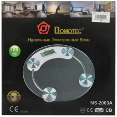 Весы напольные стеклянные (круглые) Domotec MS-2003A на 180 кг с термометром (3_01284) Ворожба