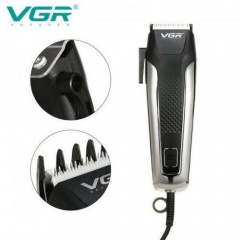 Машинка для стрижки волос VGR V-120 от сети 220В 8 насадок Silver-Black Калуш