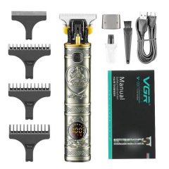 Триммер аккумуляторный для бороды и волос VGR V-097 с LED дисплеем Silver Братское