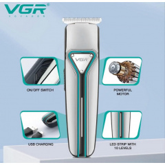 Беспроводная машинка для стрижки волос и бороды с насадками VGR V-008 Мукачево