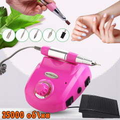 Фрезер-машинка для маникюра и педикюра с педалью Beauty nail 9-1 DM-208 коррекции искусственных ногтей 6 насадок 25 т об/мин Розовая Гайсин
