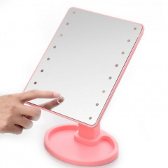 Косметическое зеркало Large 22 с LED подсветкой Pink (kz027-hbr) Запоріжжя